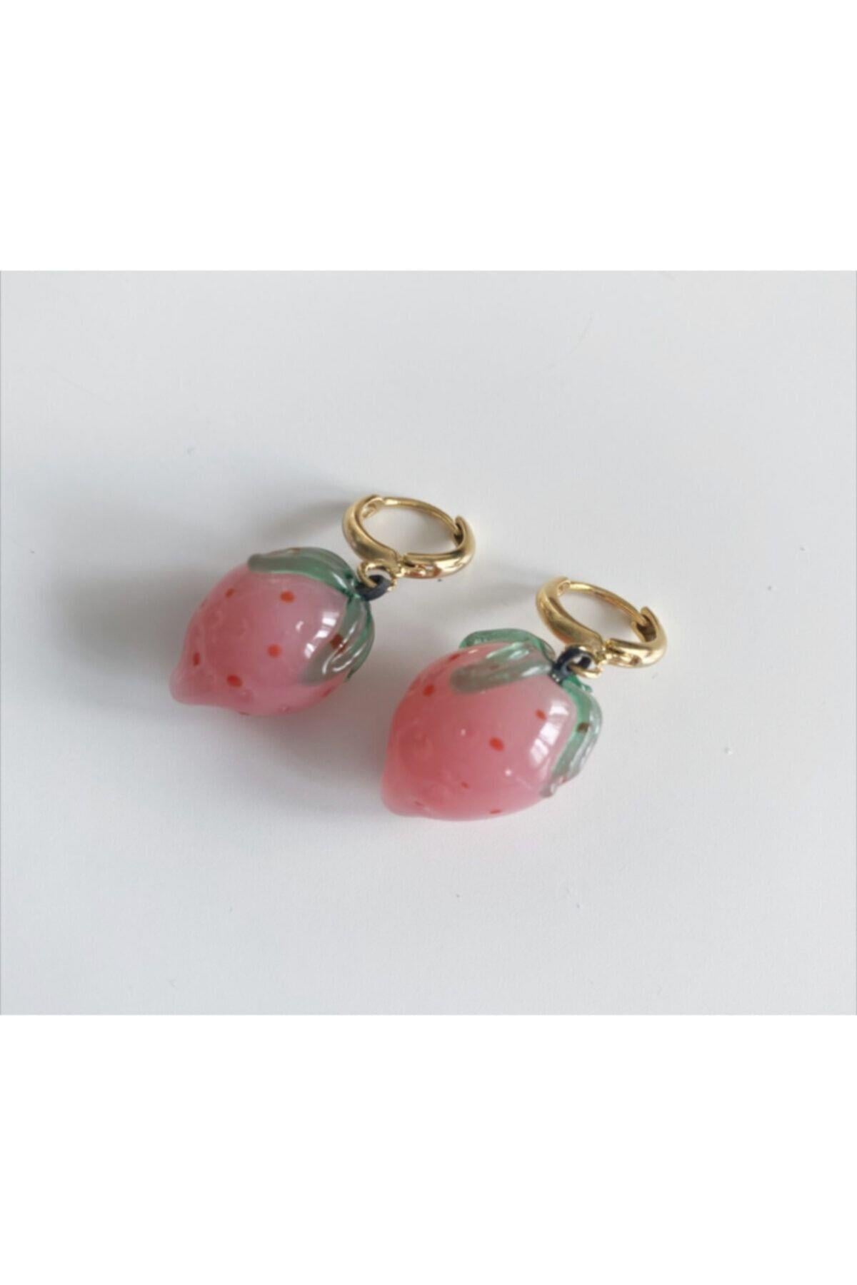 Murano Pembe Çilek Küpe