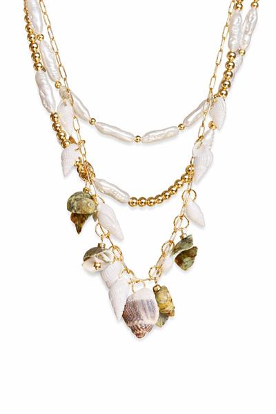 3lü  Boncuk Deniz Kolye