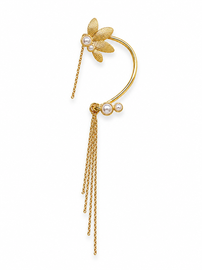 Çelik İncili Çiçek  Earcuff