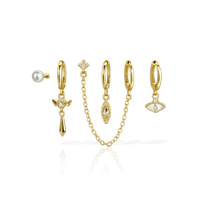 Çelik İncili Göz  6lı Set Küpe