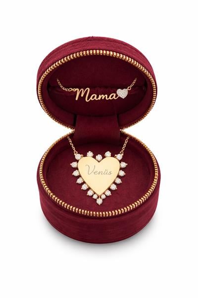 Çelik Kristal Kalp-Mama Kolye