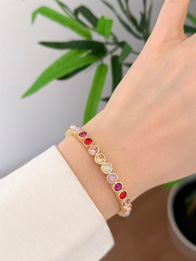 Çelik Renkli Taşlı Lastikli Bileklik