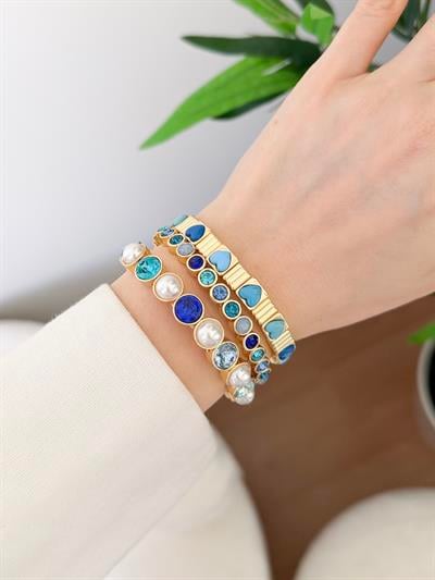 Çelik Renkli Taşlı Lastikli Bileklik Seti