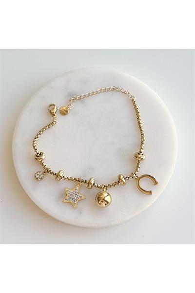 Çelik Yıldız Nal Charm Bileklik