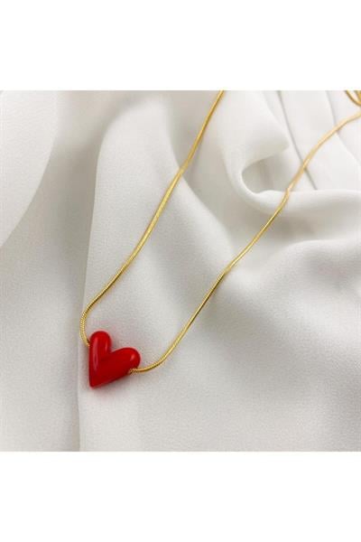 Kadın  Murano Kırmızı Kalp Kolye