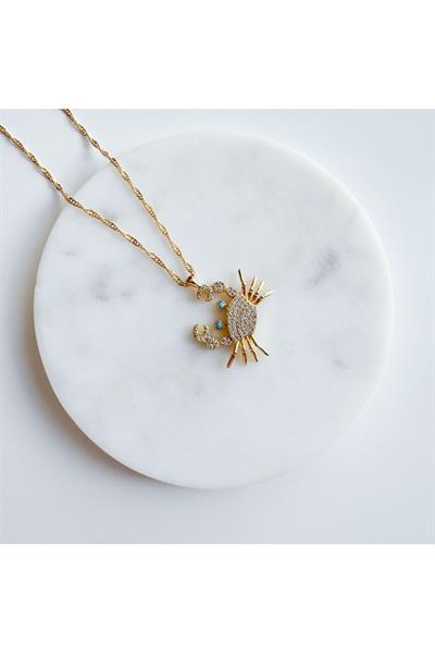 zirkon taşlı yengeç kolye