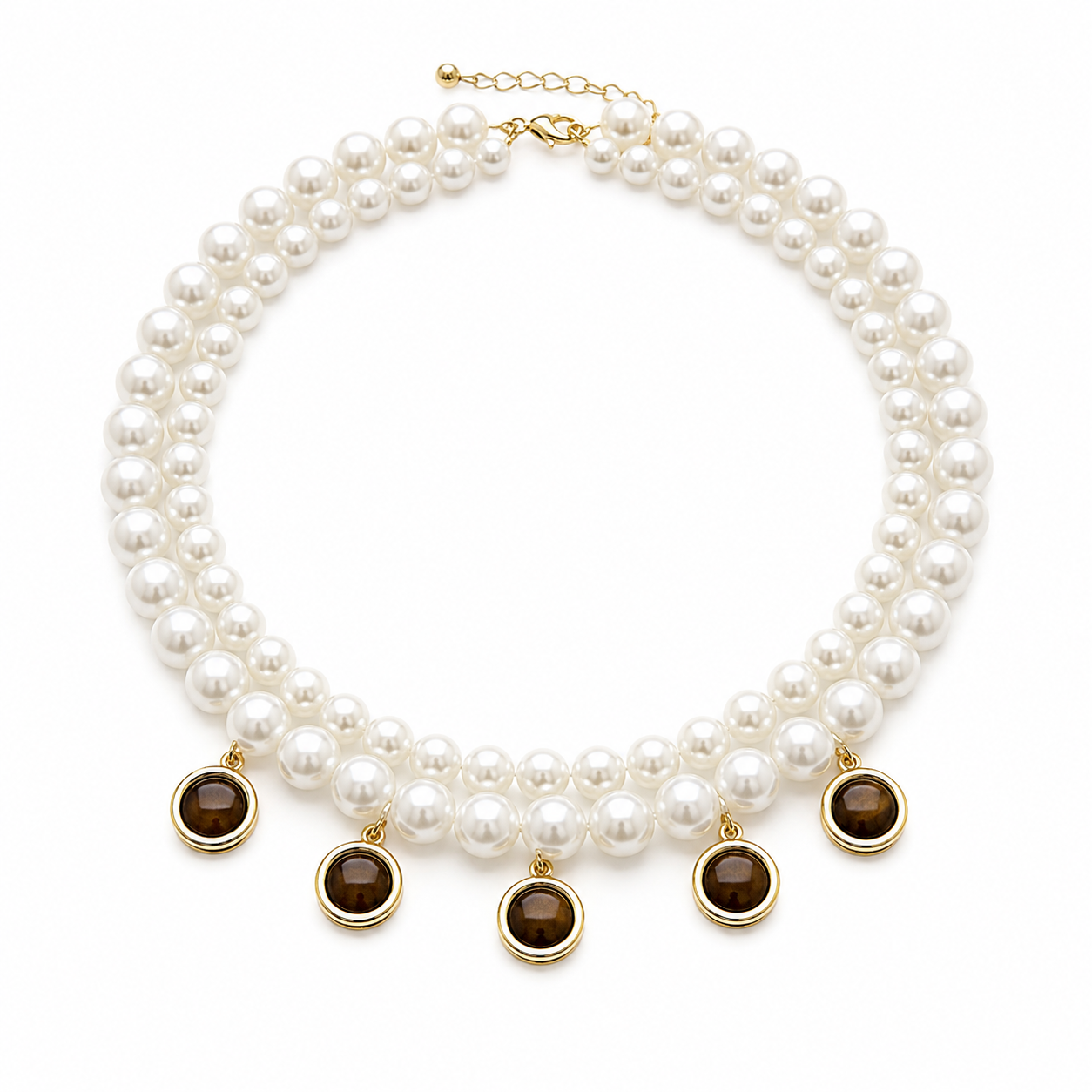 2li İncili Taşlı Choker Kolye