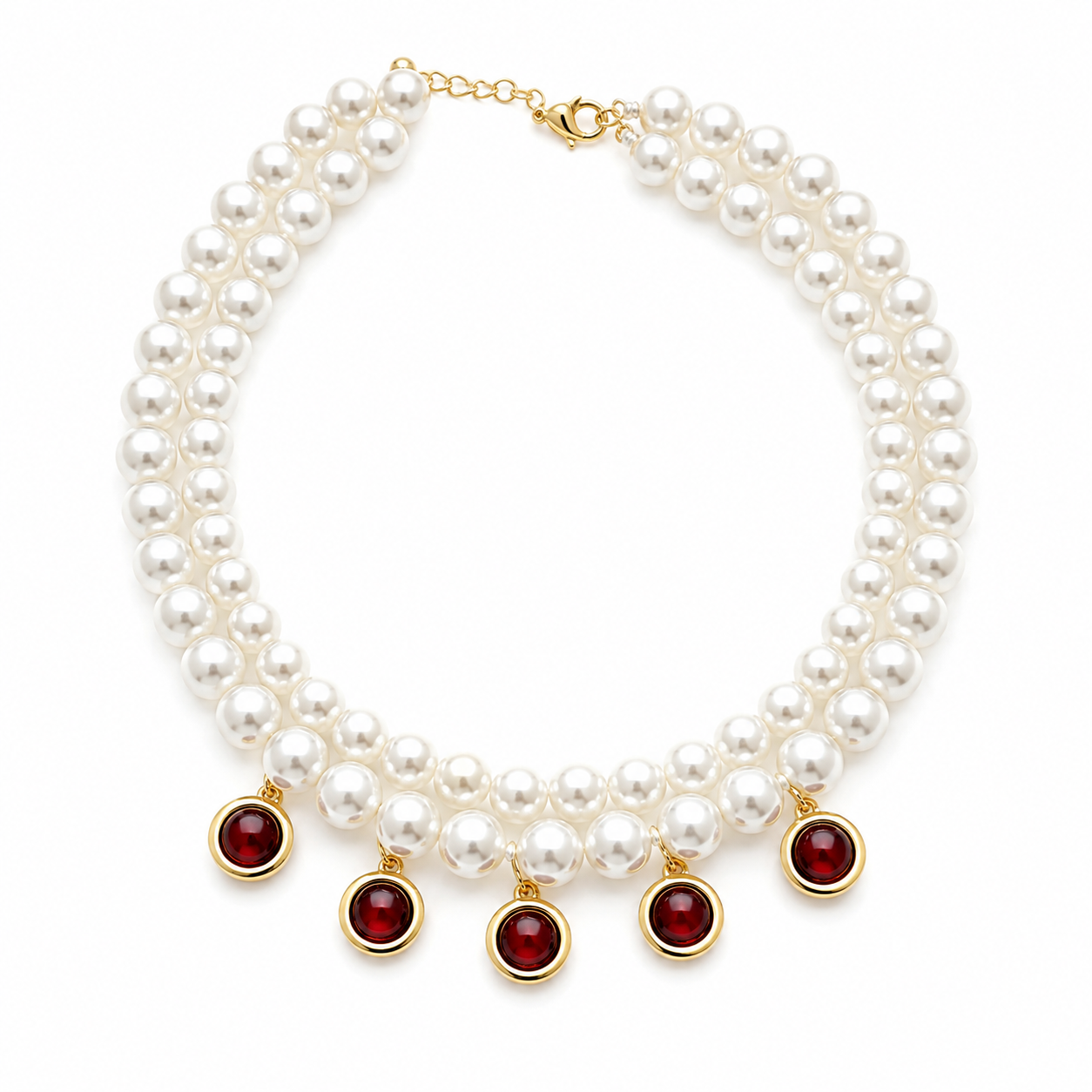 2li İncili Taşlı Choker Kolye