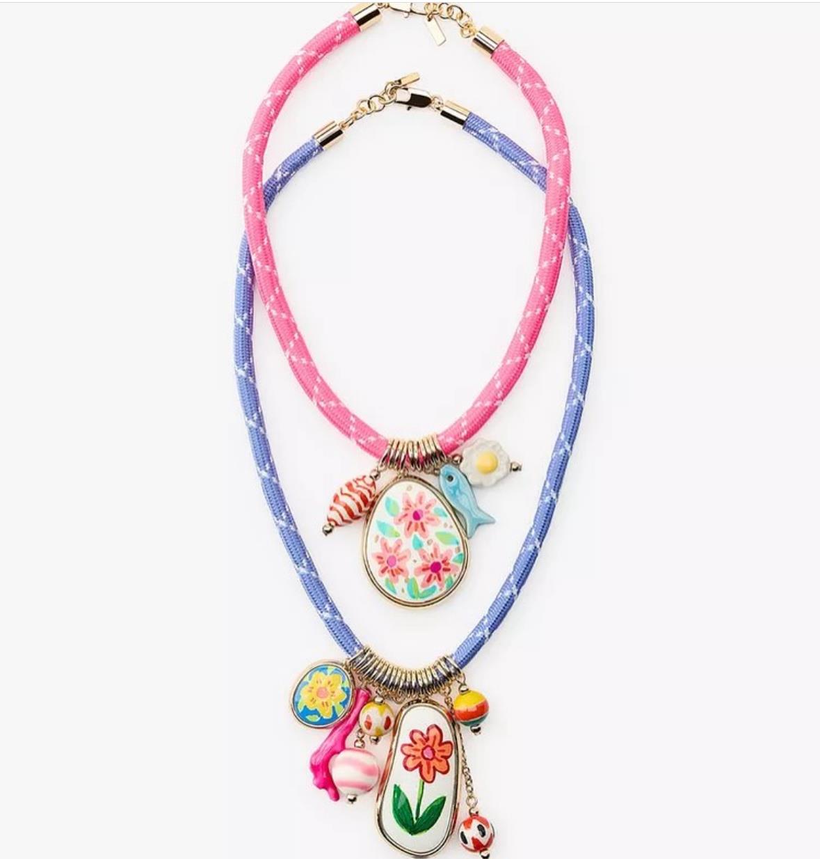 Çelik 2li Halat İpli Charmlı Kolye