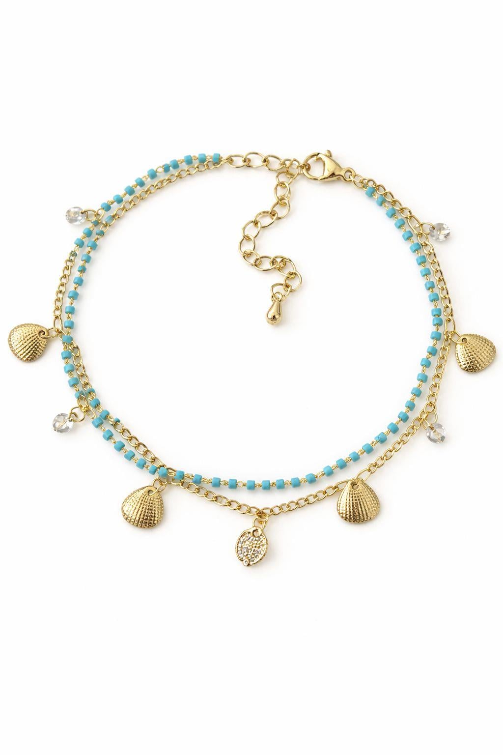 Çelik 2li Mavi Boncuk Charm Halhal