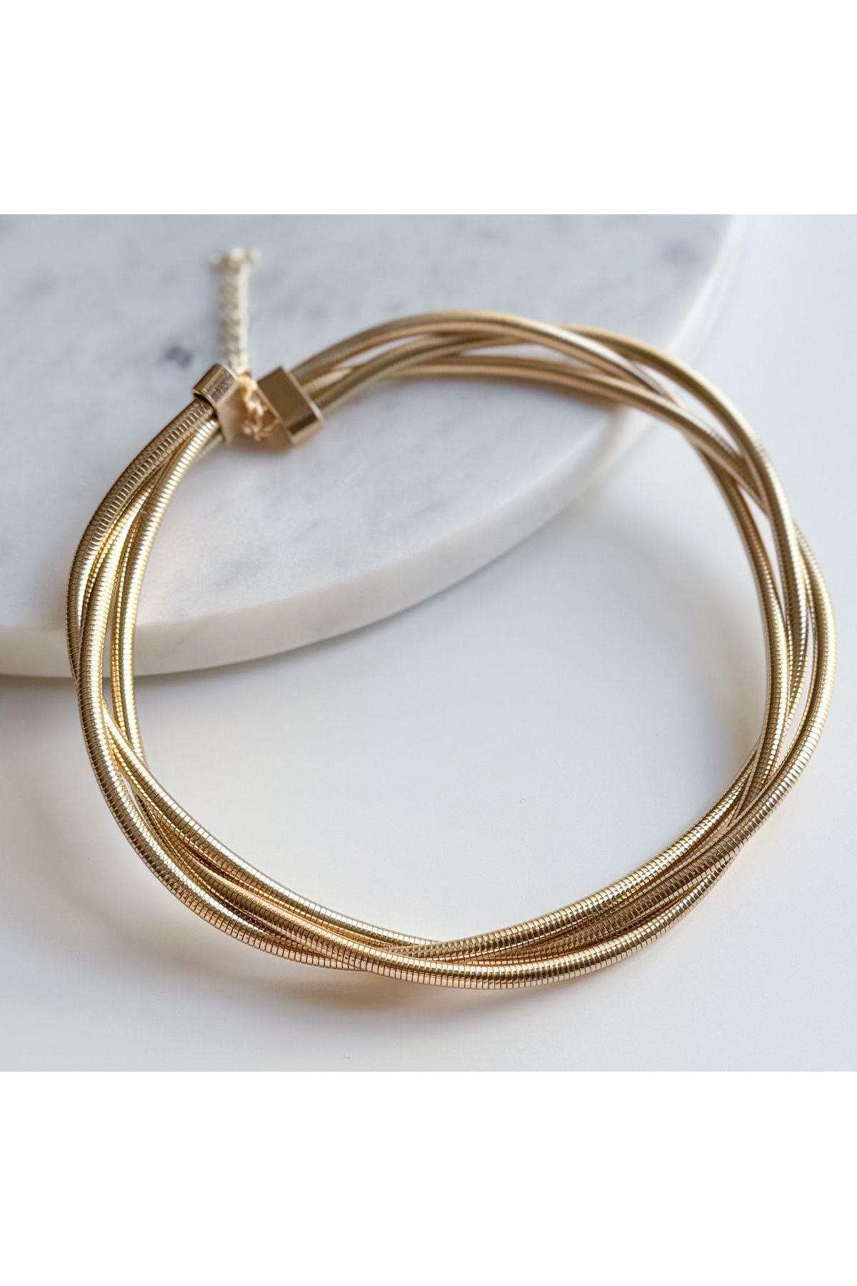 çelik 3lü choker kolye