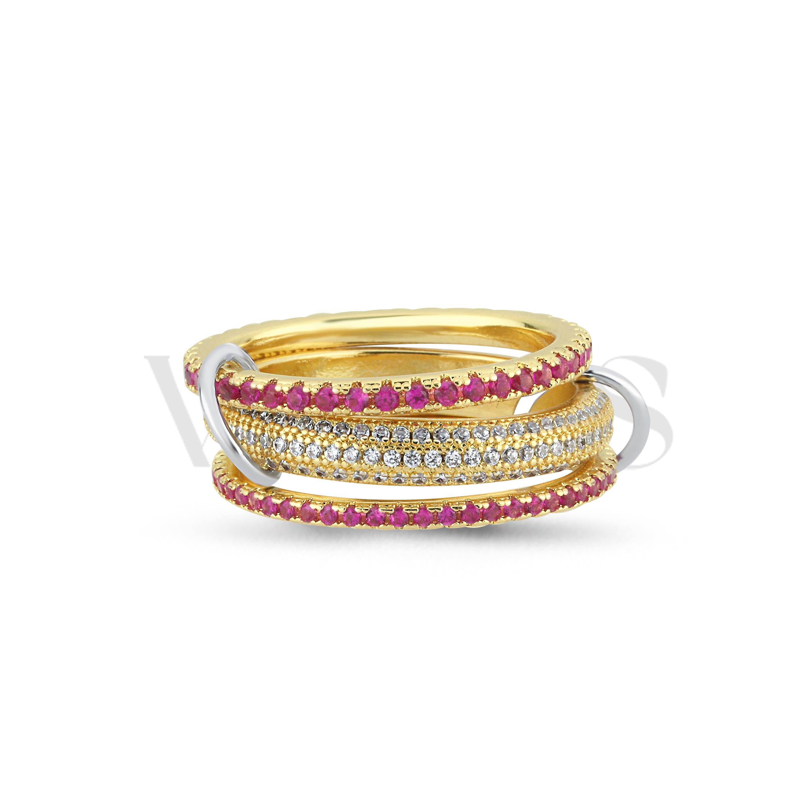 Çelik 3lü Taşlı Yüzük