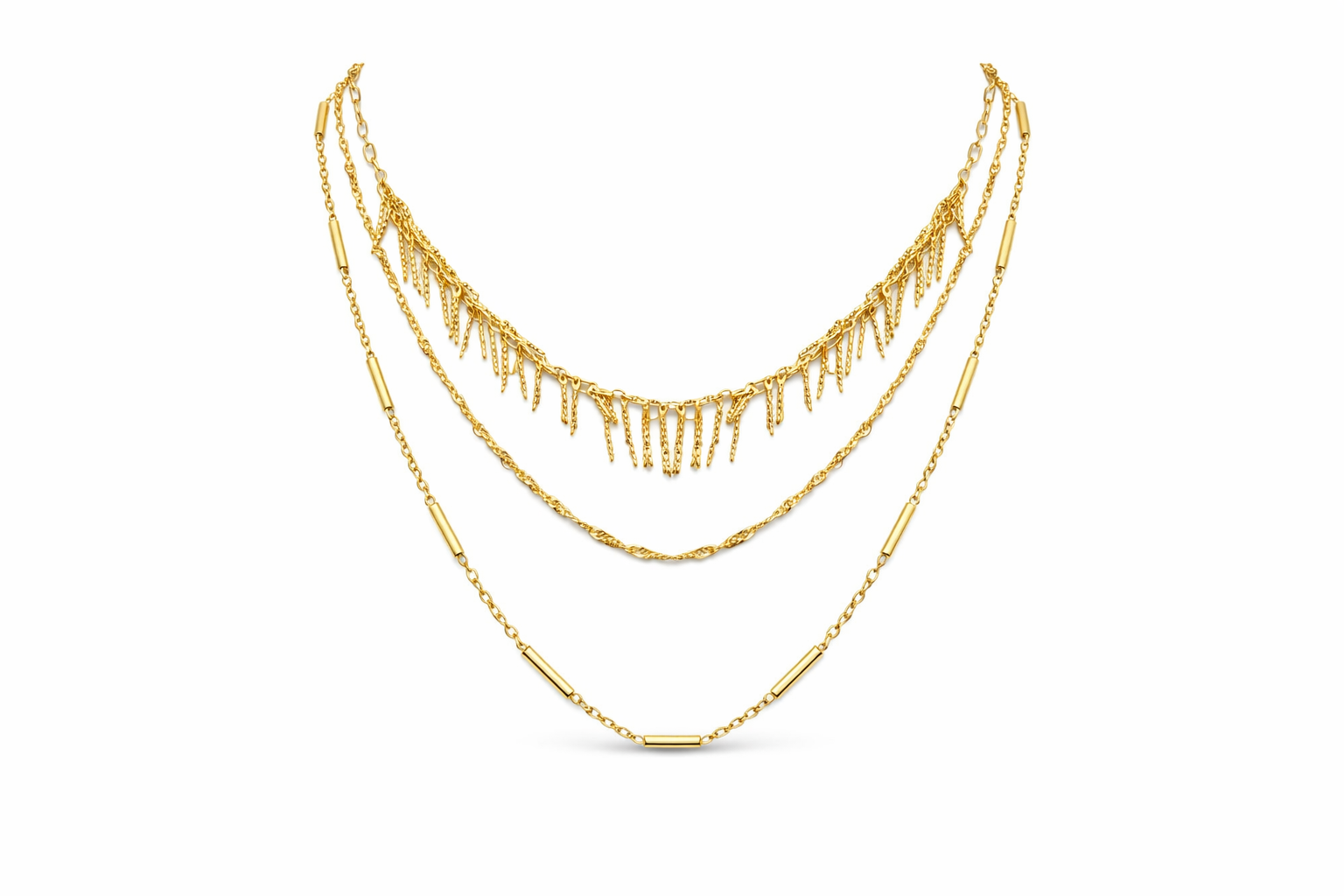 Çelik 3lü Zincir Kolye