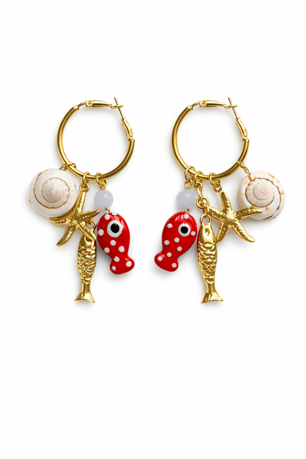 Çelik Balık Charm Küpe