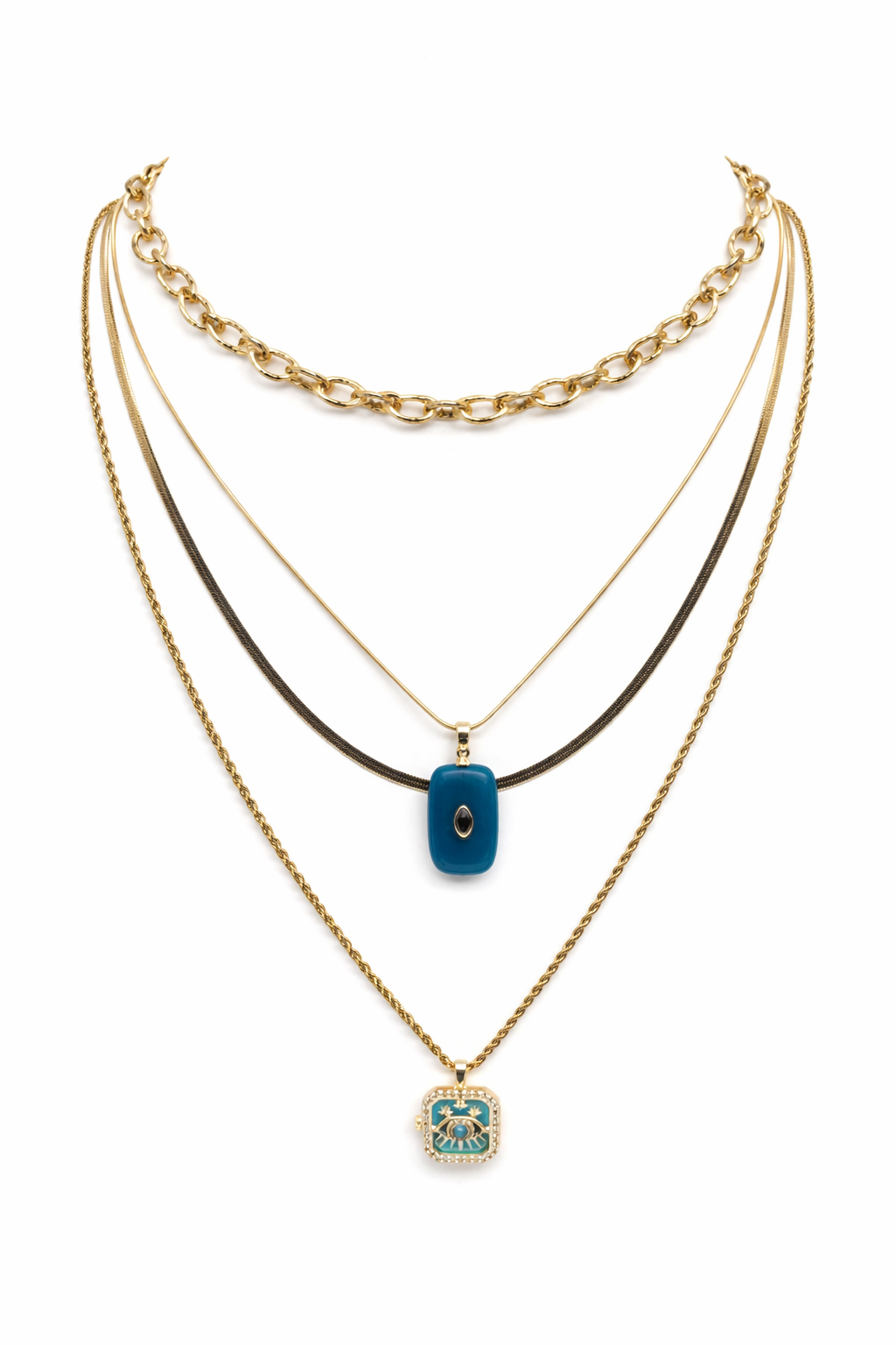 Çelik Çoklu Kolye Seti