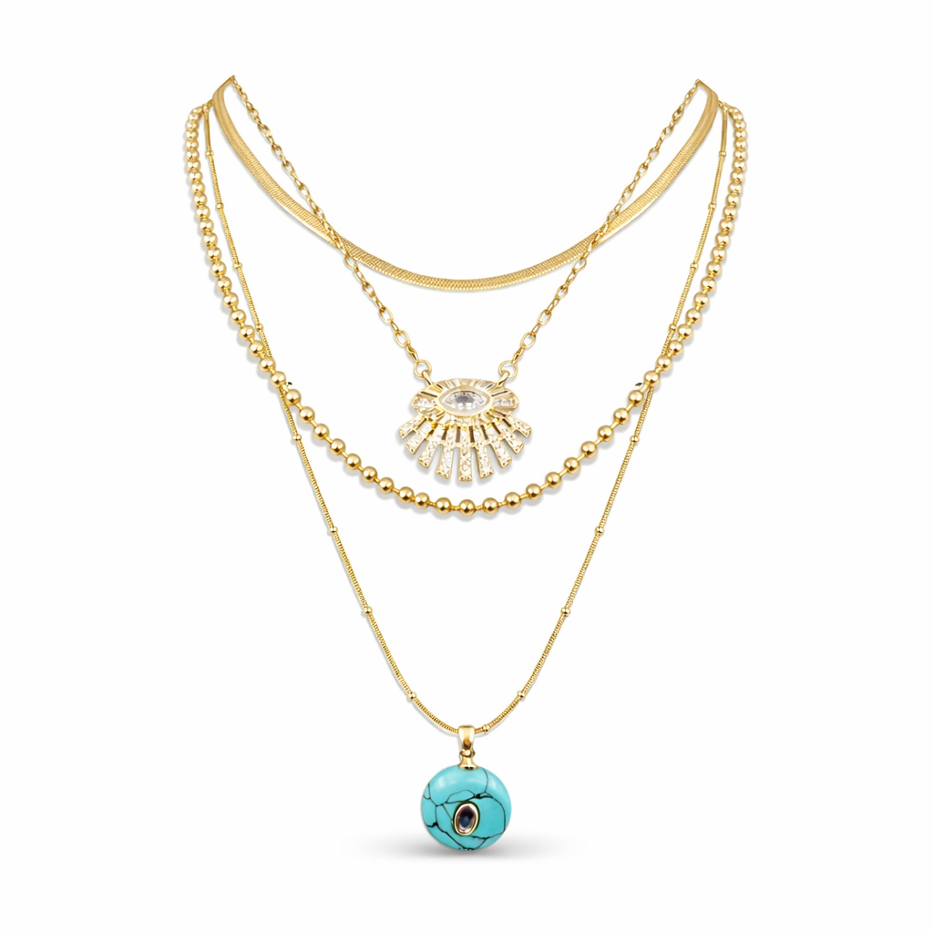 Çelik Çoklu Kolye Seti