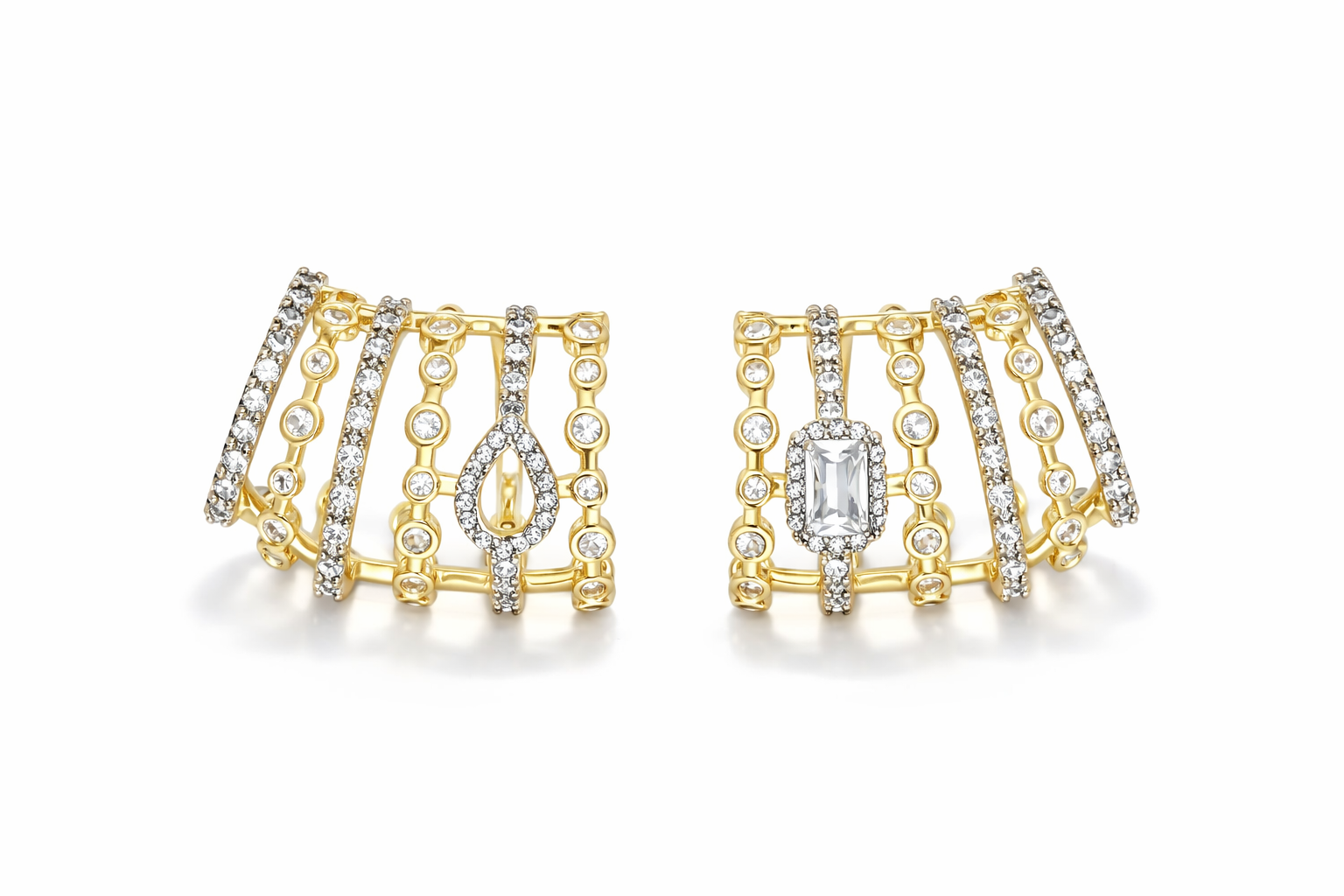 Çelik Çoklu Taşlı  Küpe