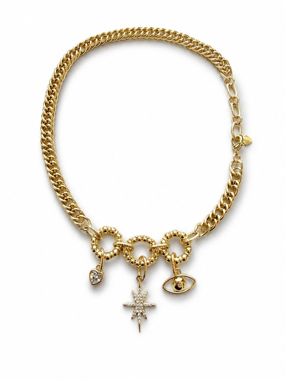Çelik Göz Charm Choker Kolye