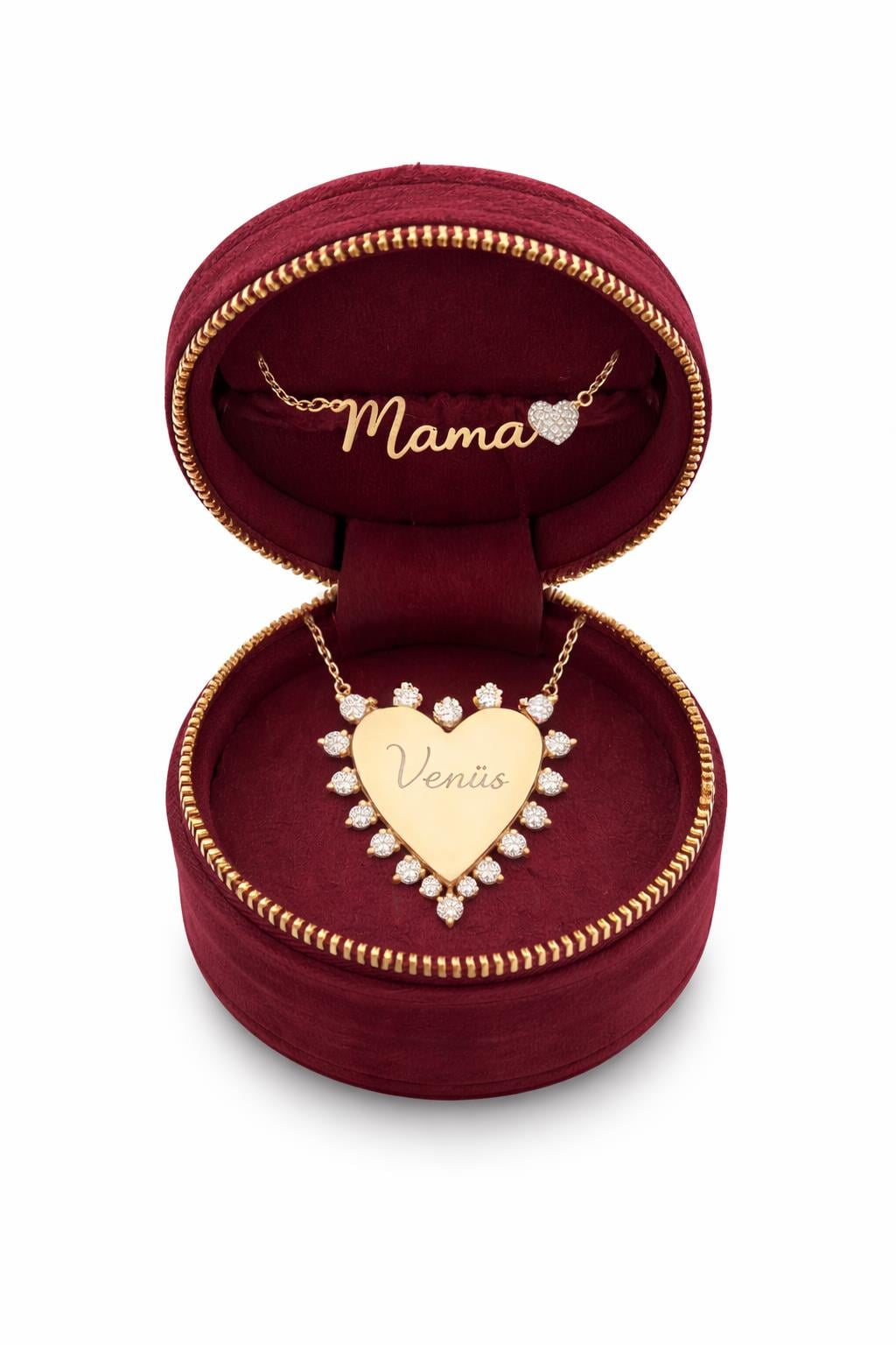 Çelik Kristal Kalp-Mama Kolye