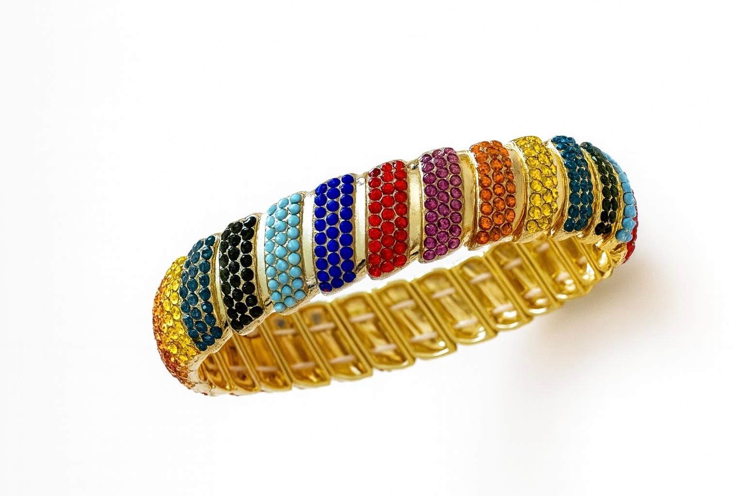 Çelik Lastikli Renkli Taşlı Bileklik