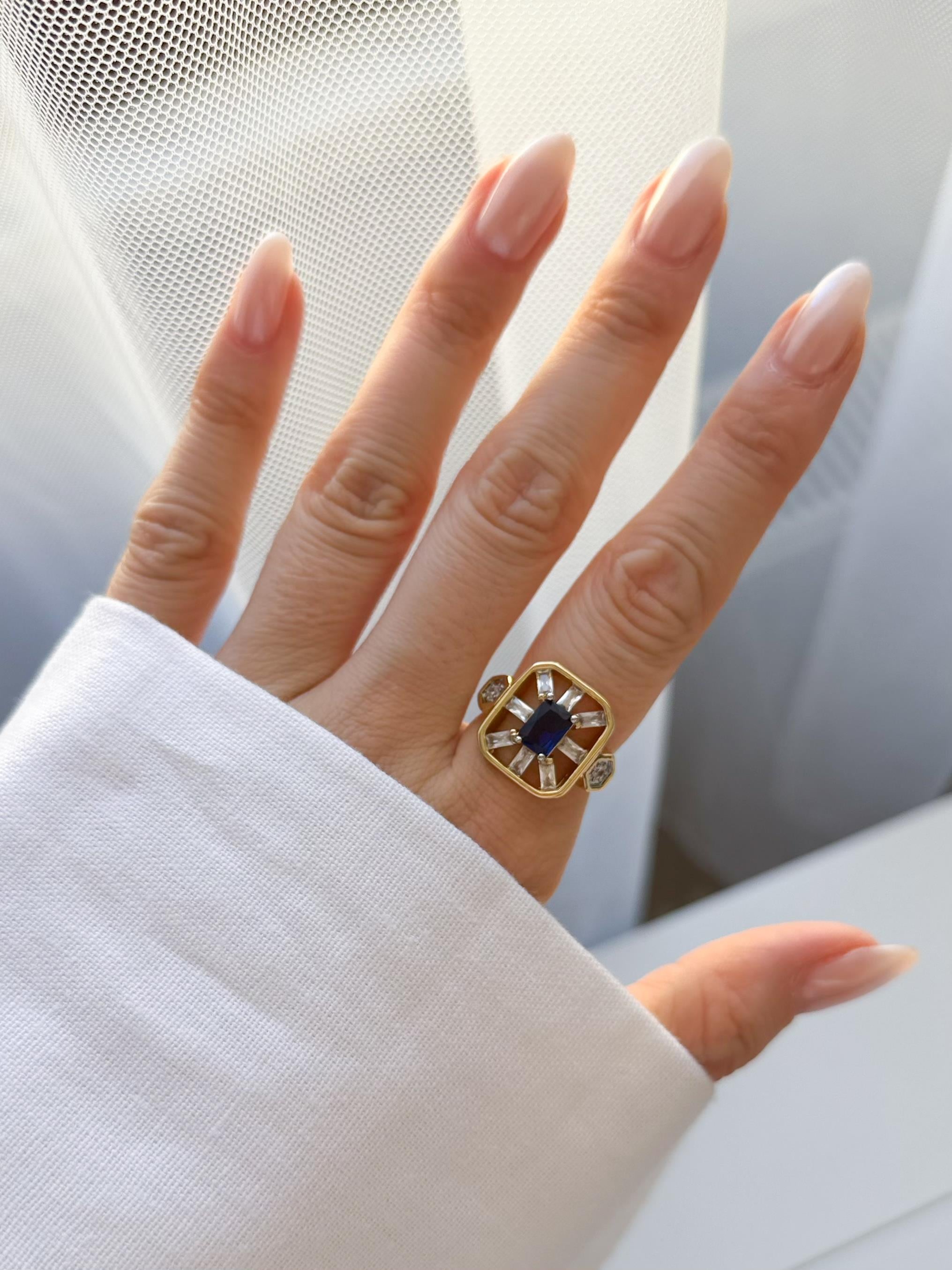 Çelik Mavi Taşlı Yüzük