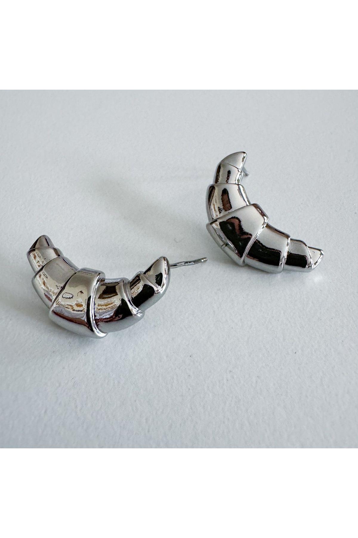 Çelik mini kruvasan küpe