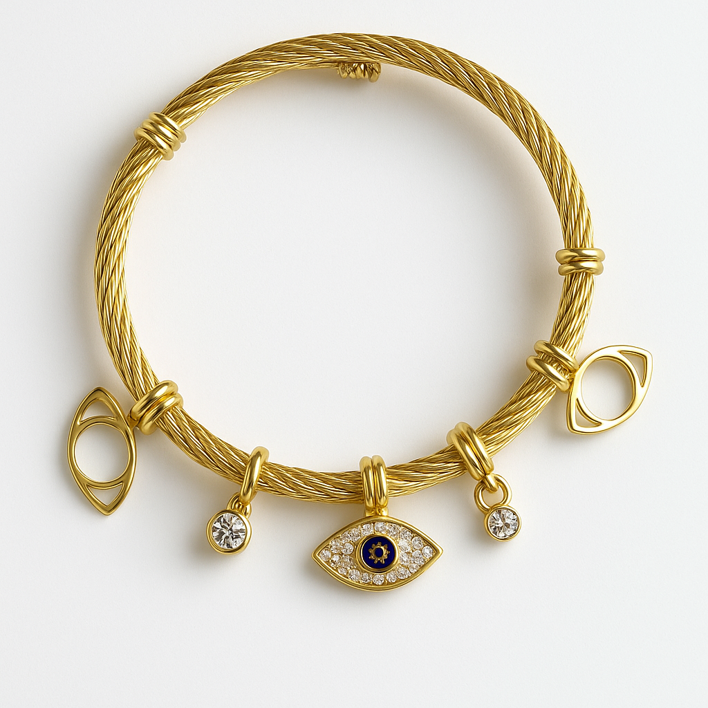Çelik Nazar Göz Charm Bileklik