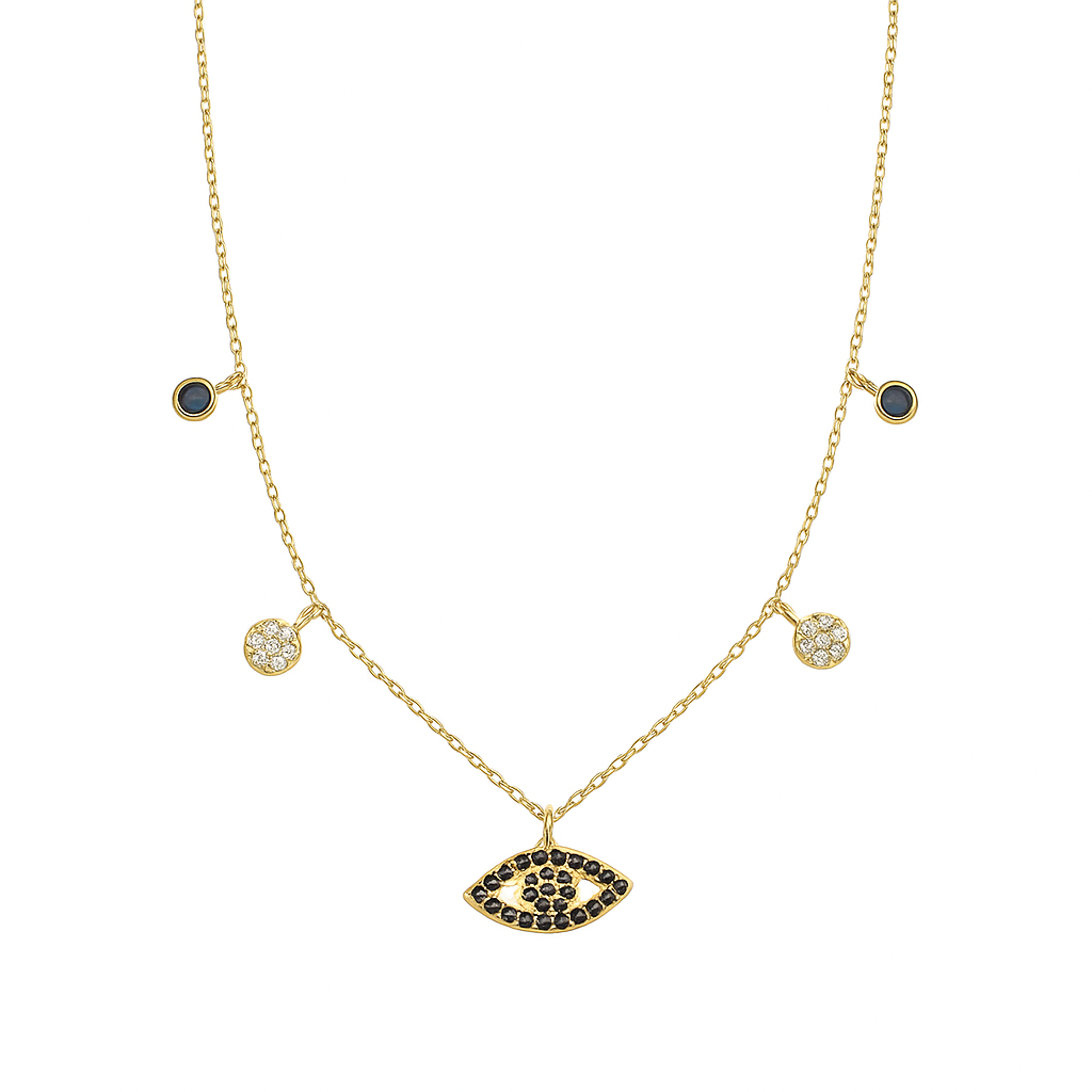 Çelik Nazar Taşlı Kolye