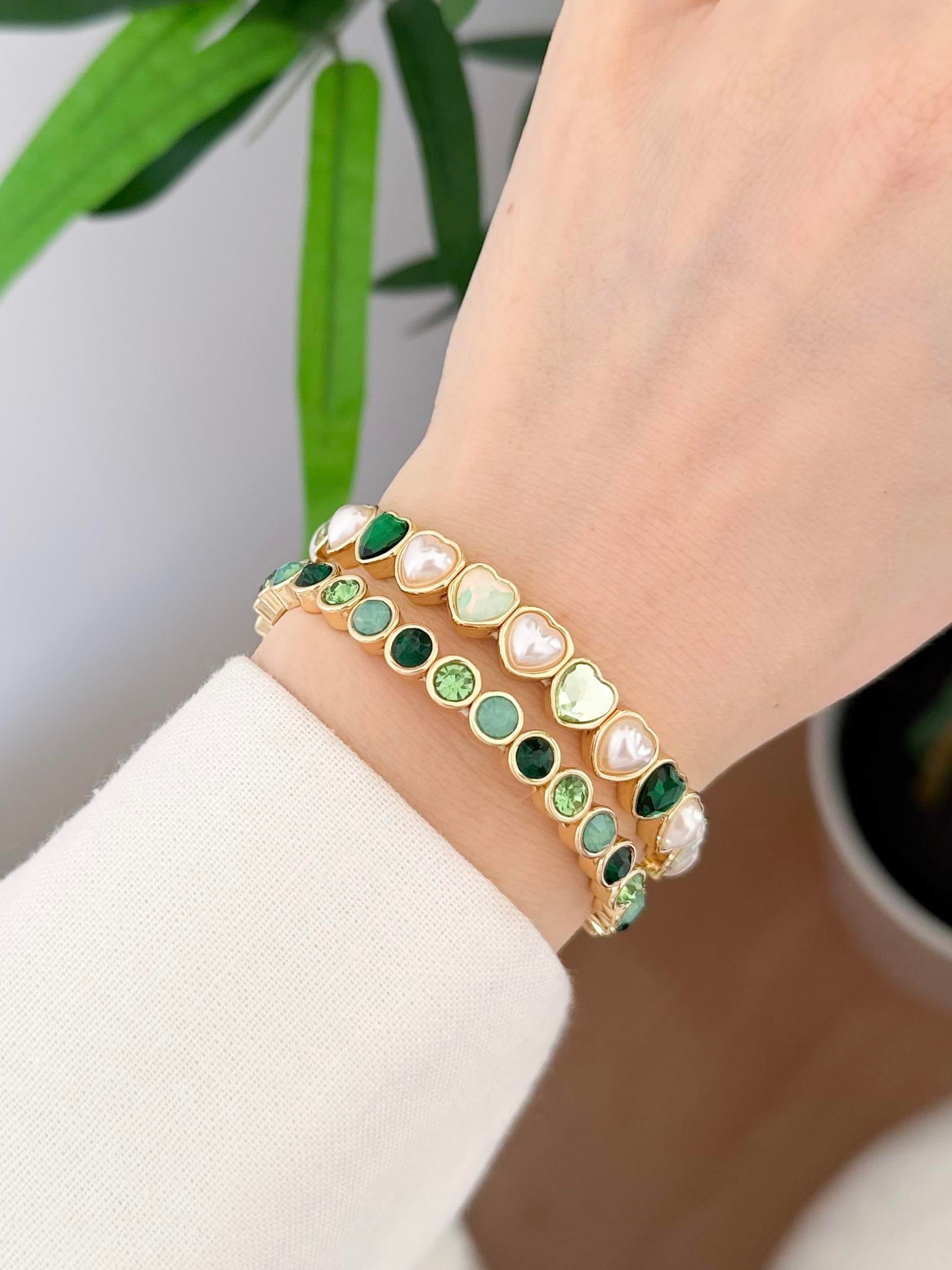 Çelik Renkli Taşlı Lastikli Bileklik Seti