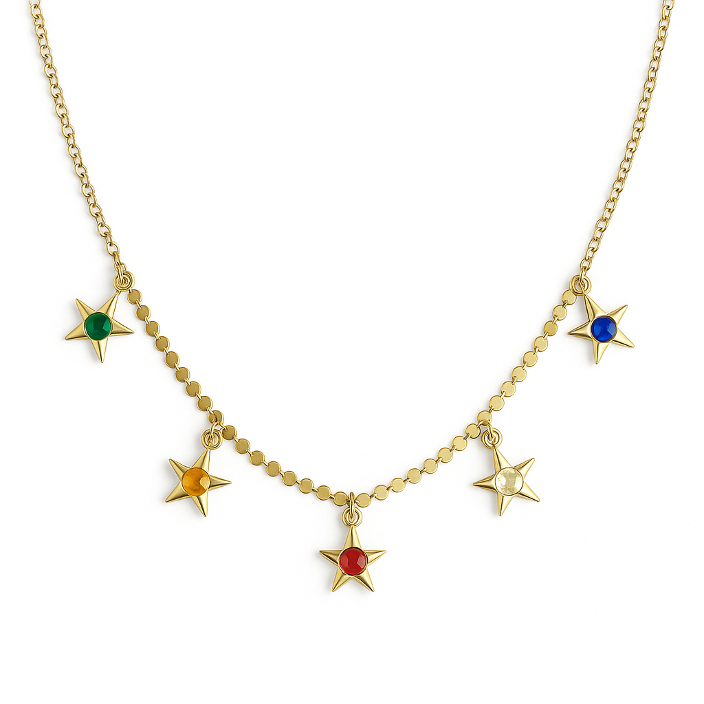 Çelik Renkli Yıldız Kolye