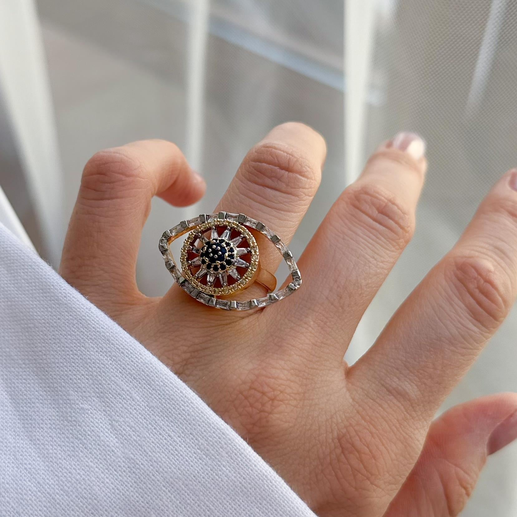 Çelik Taşlı Göz Yüzük