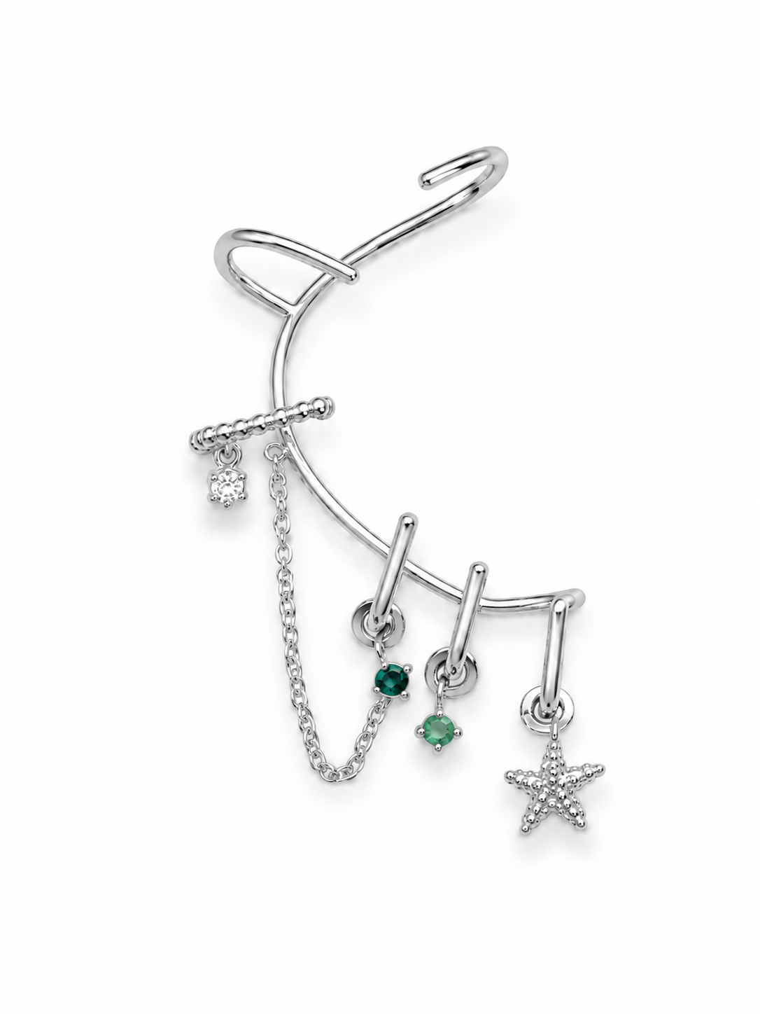 Çelik Taşlı Yıldız  Earcuff