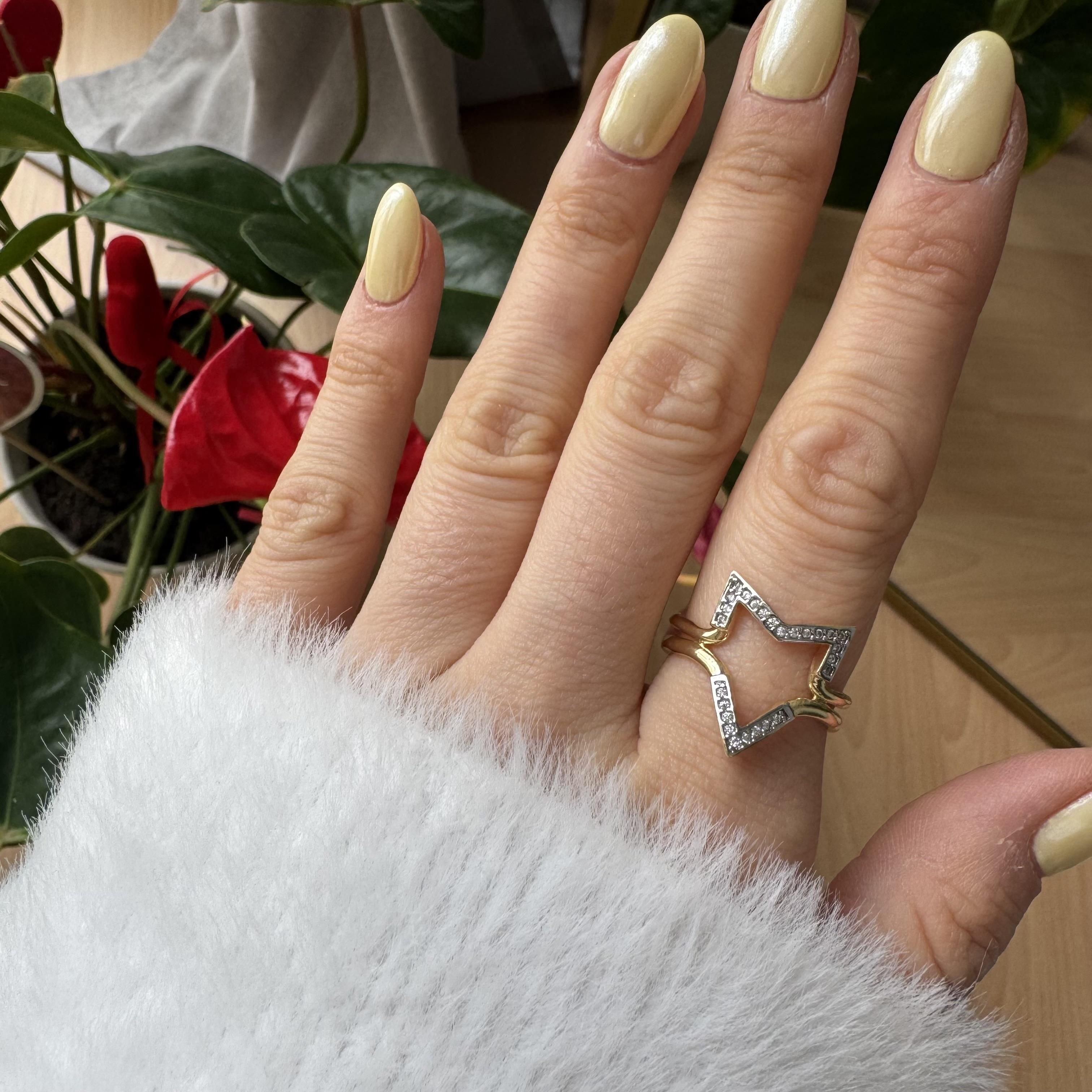 Çelik Taşlı Yıldız Yüzük