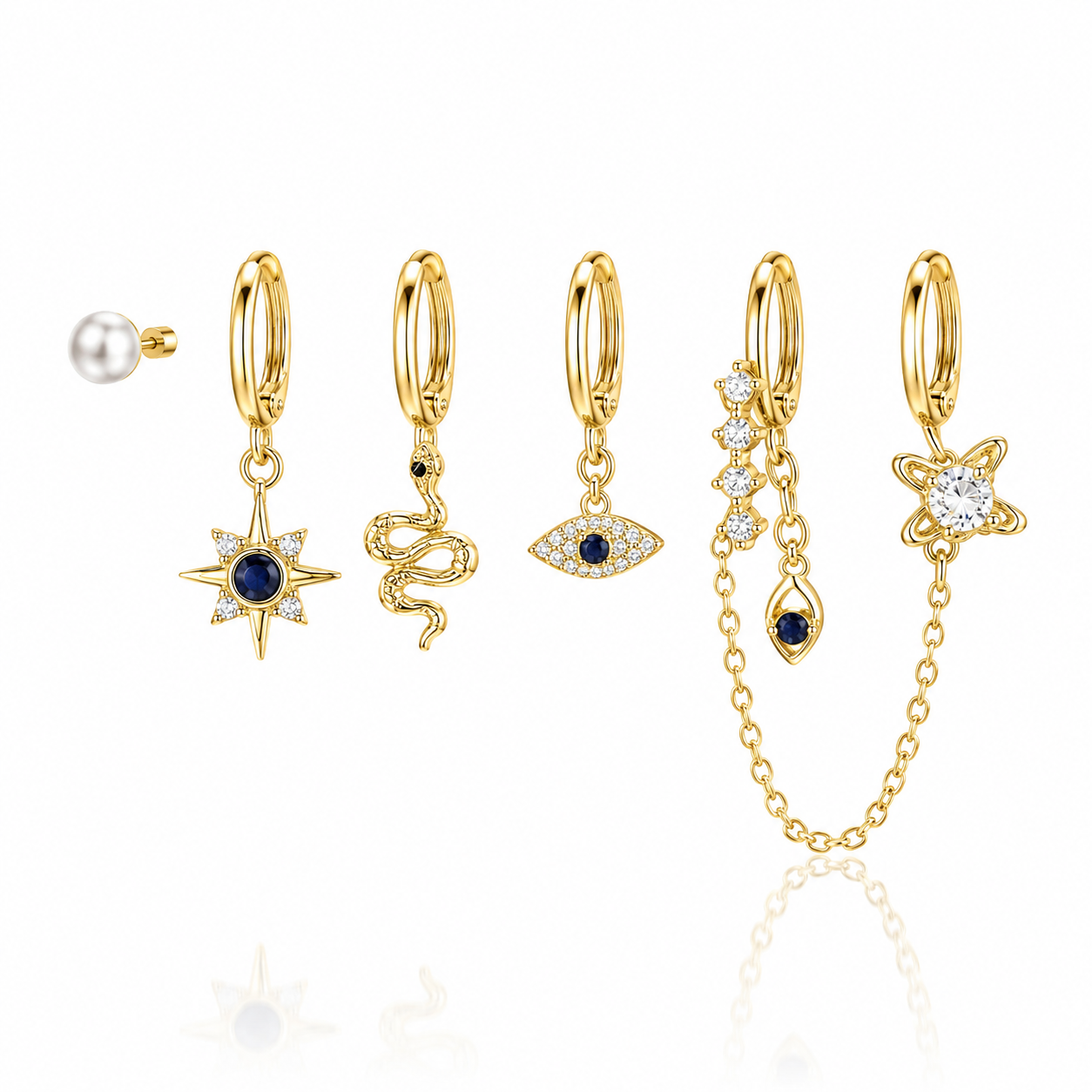 Çelik Yılan  6lı Set Küpe