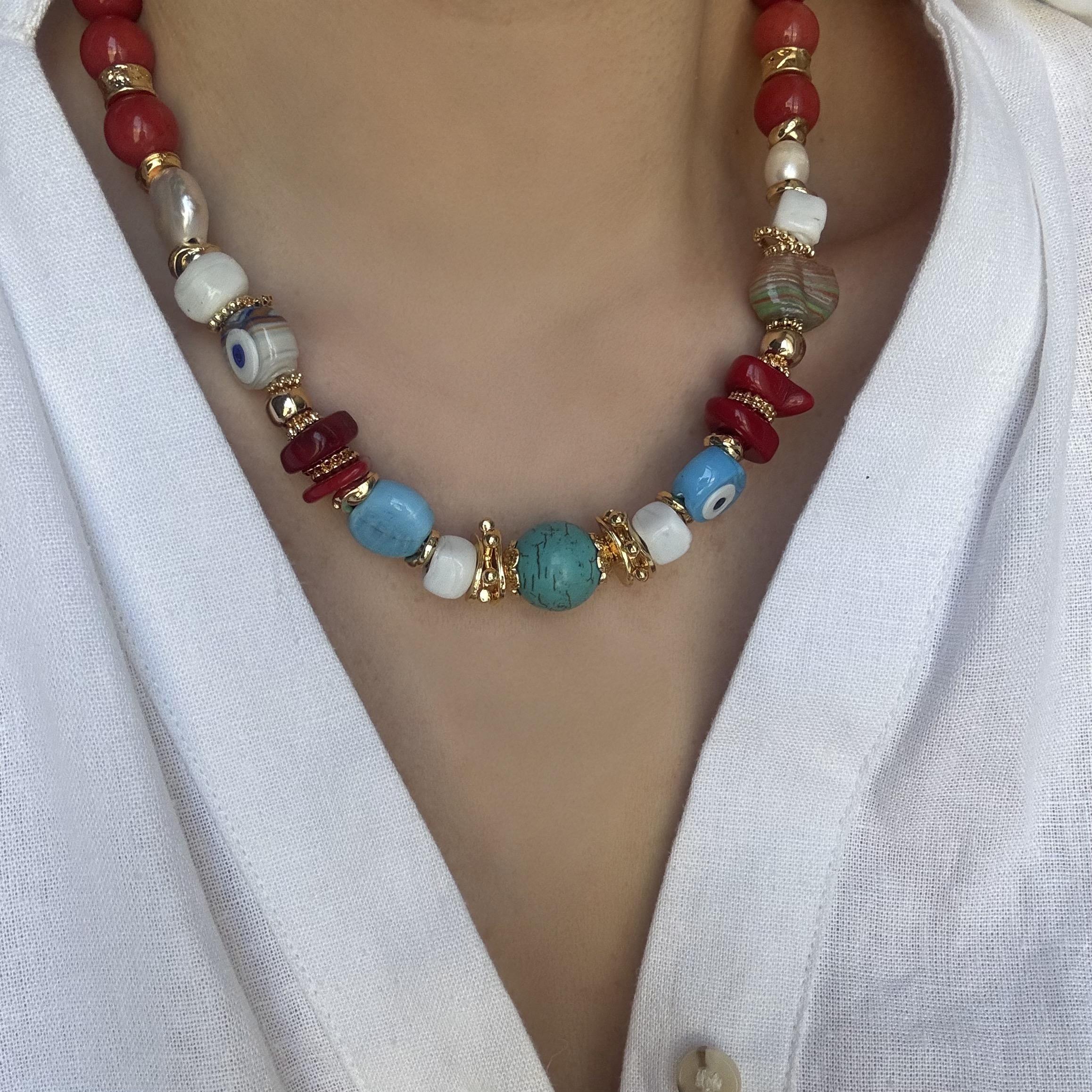 Doğal Taş Mix Kolye