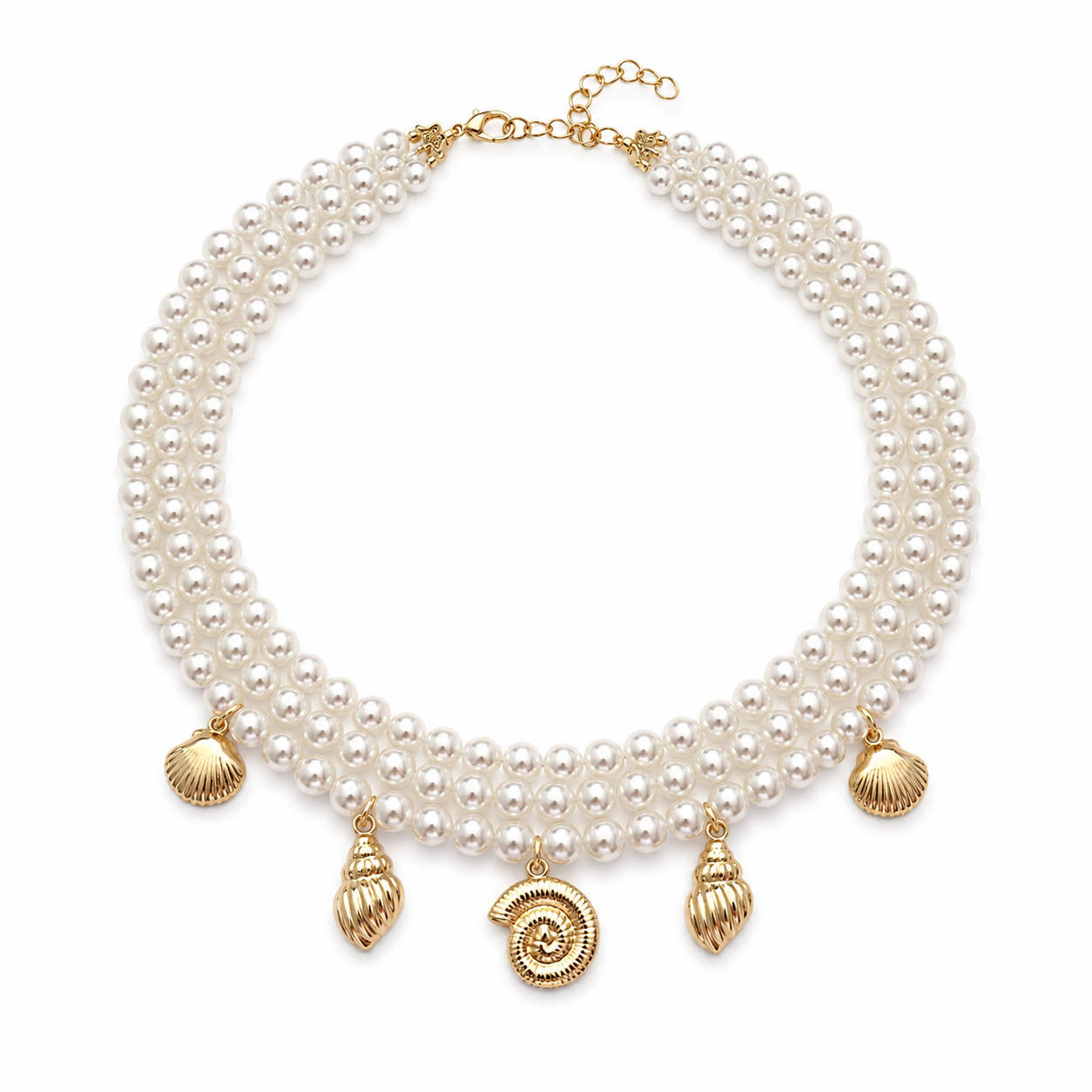İncili Charmlı Choker Kolye