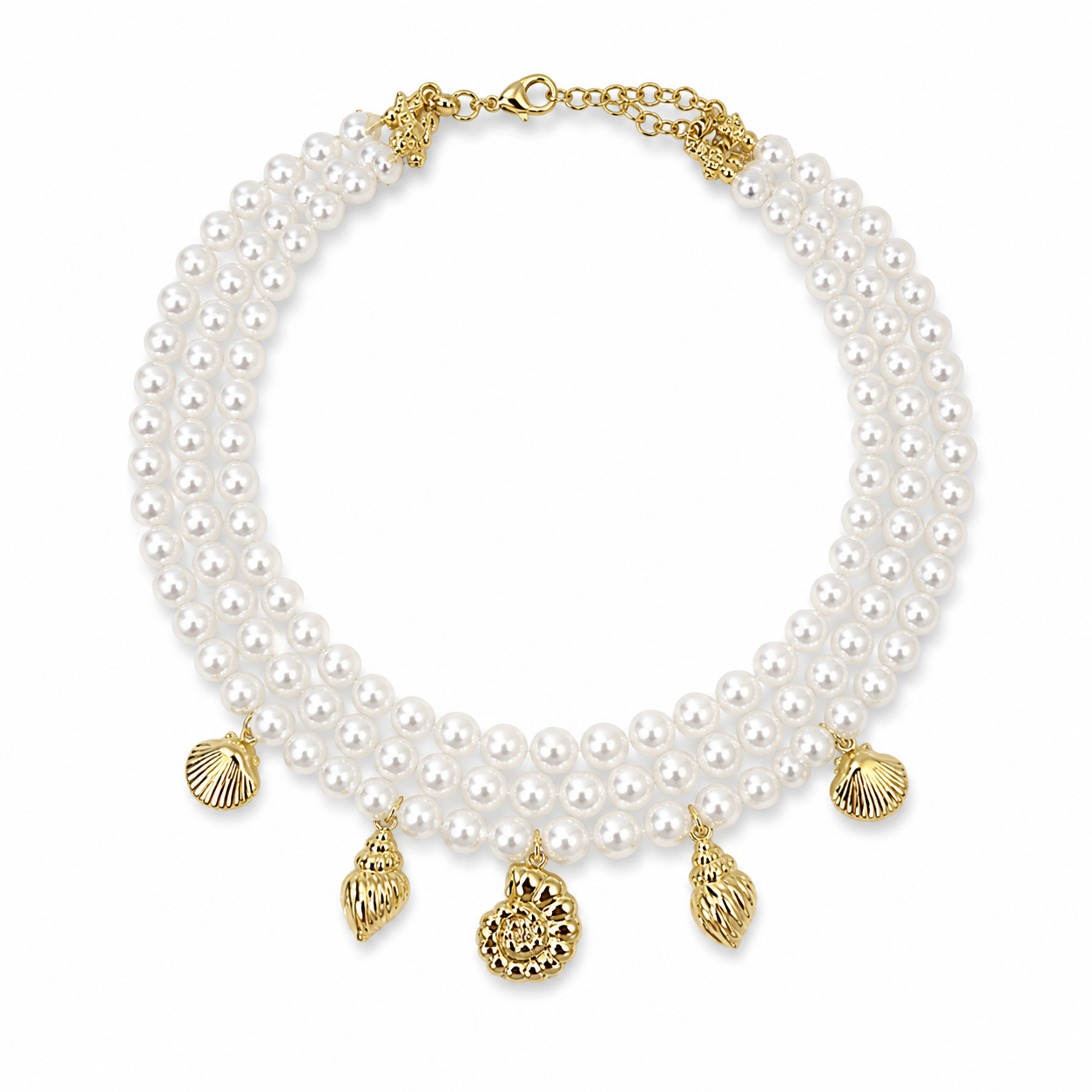 İncili Charmlı Choker Kolye
