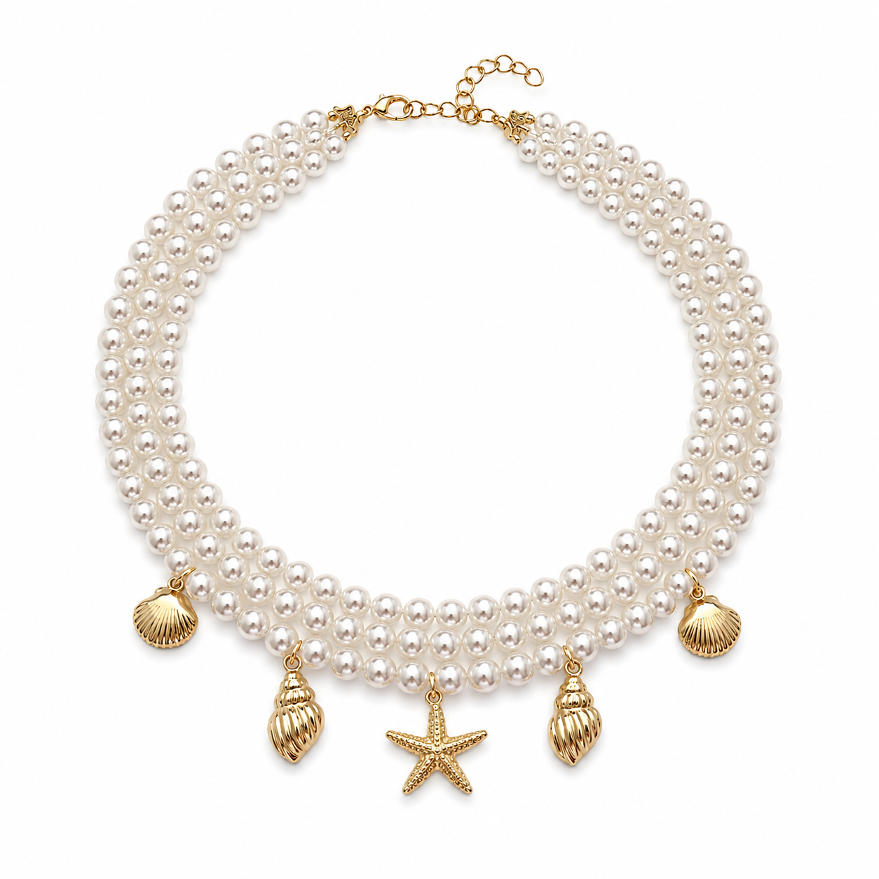 İncili Charmlı Choker Kolye