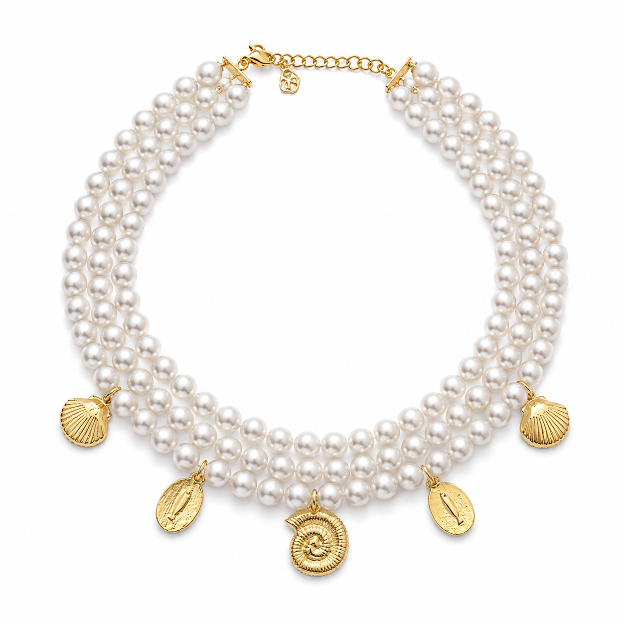 İncili Charmlı Choker Kolye