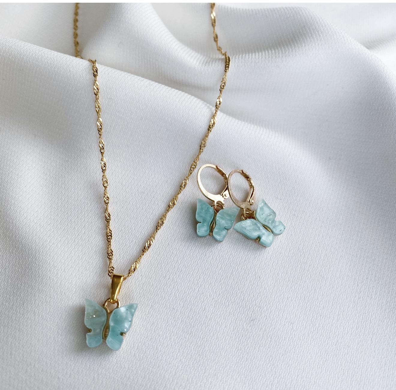 Kelebek Kolye-Küpe Set