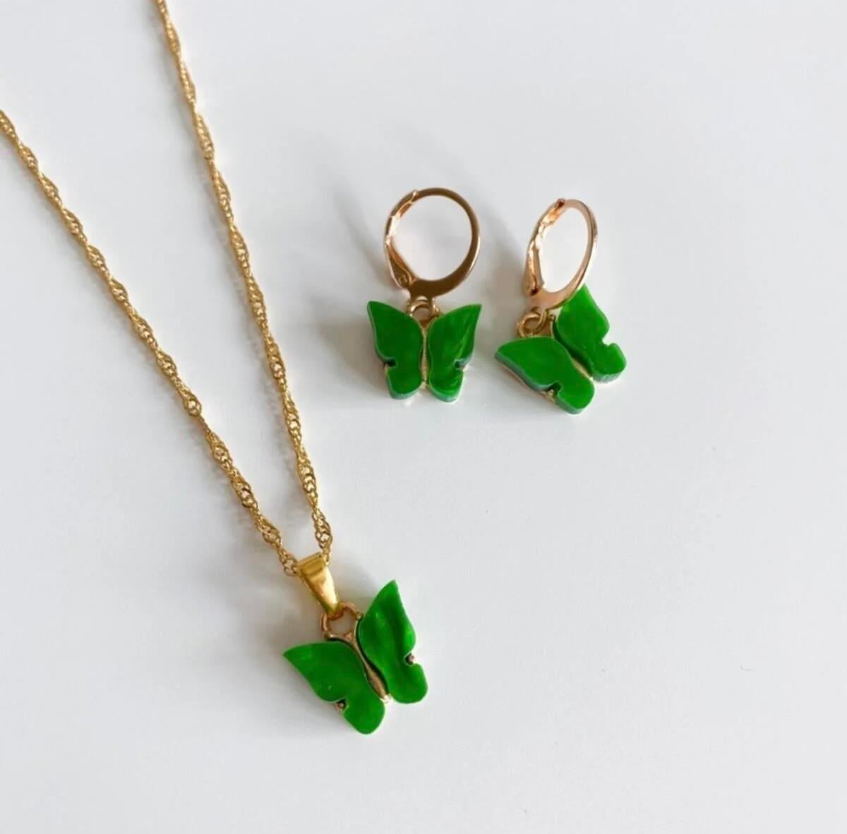 Kelebek Kolye-Küpe Set