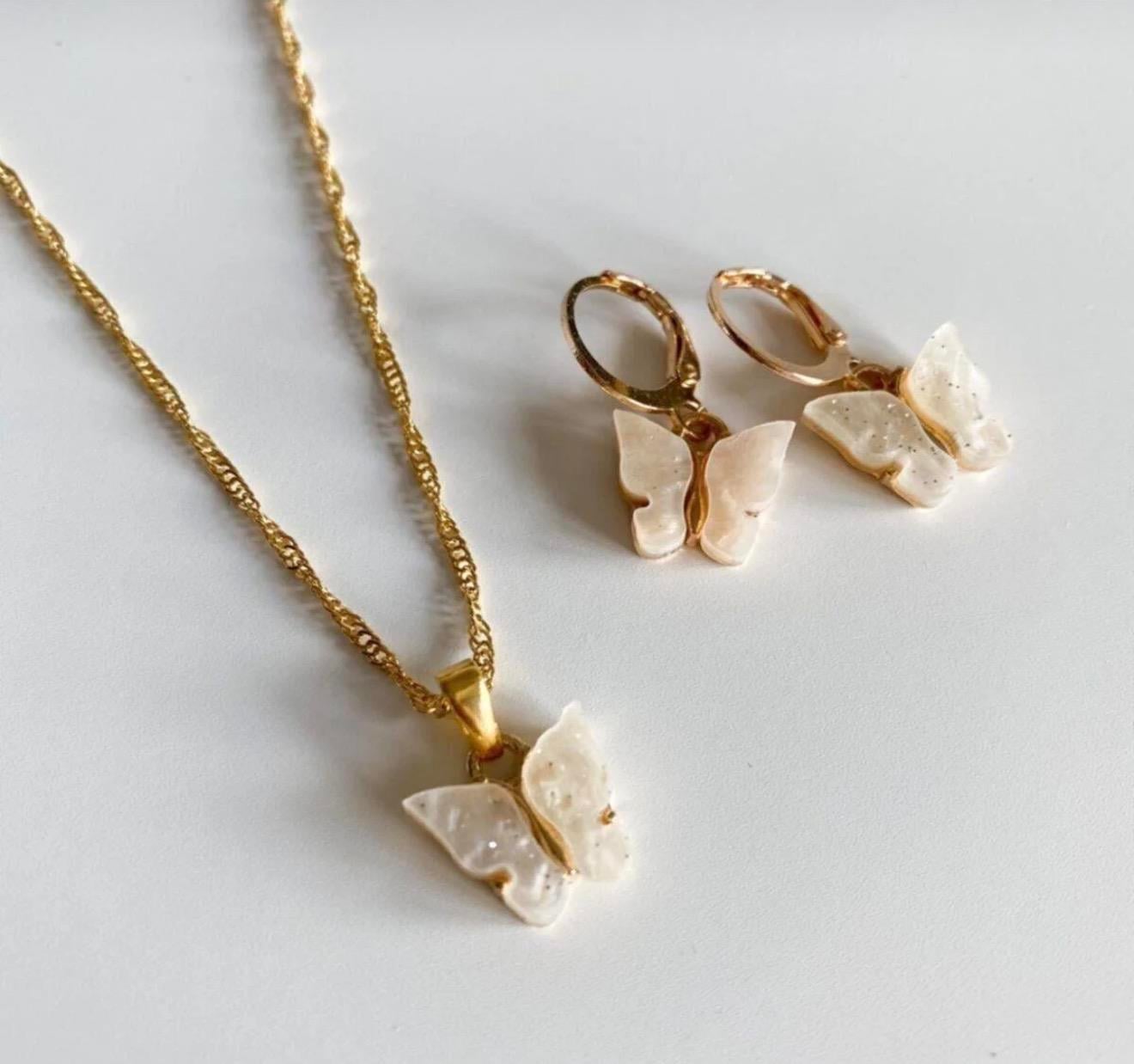 Kelebek Kolye-Küpe Set