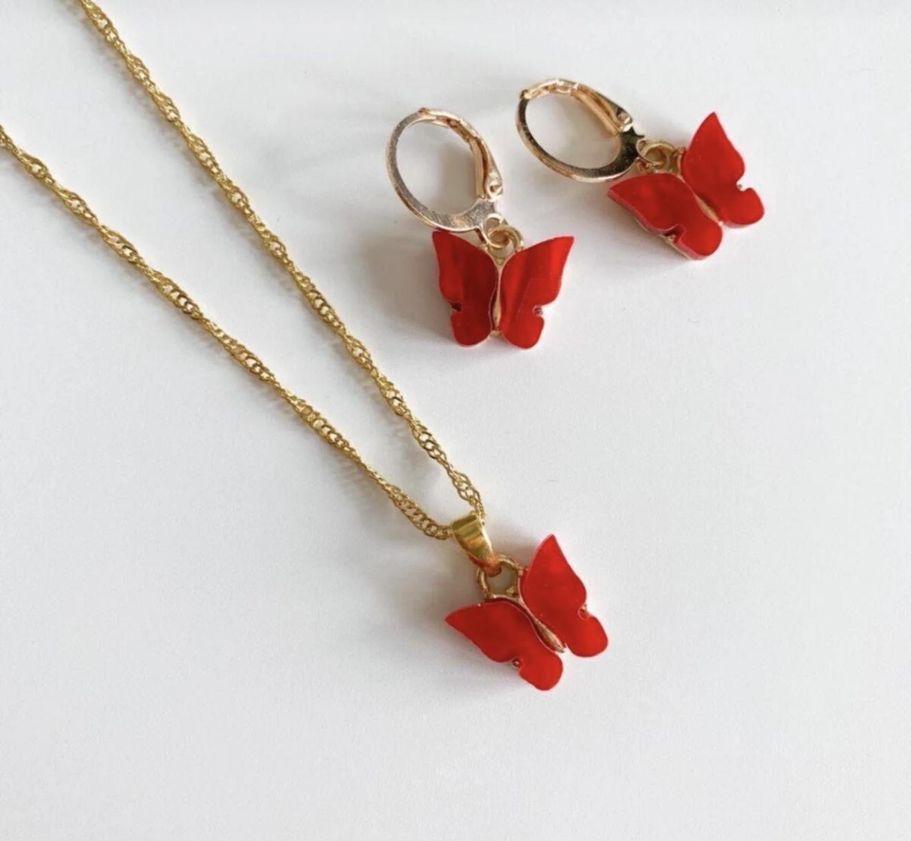 Kelebek Kolye-Küpe Set