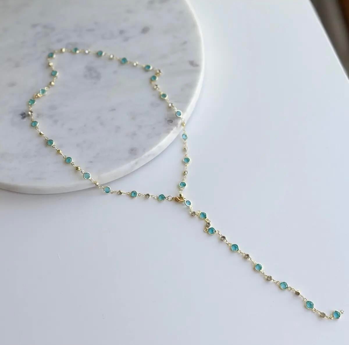 Mavi Taşlı Y kolye