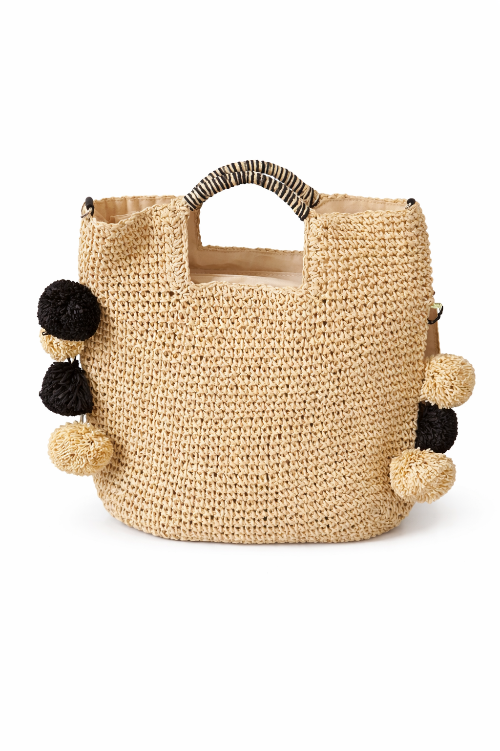 Ponponlu Hasır Çanta