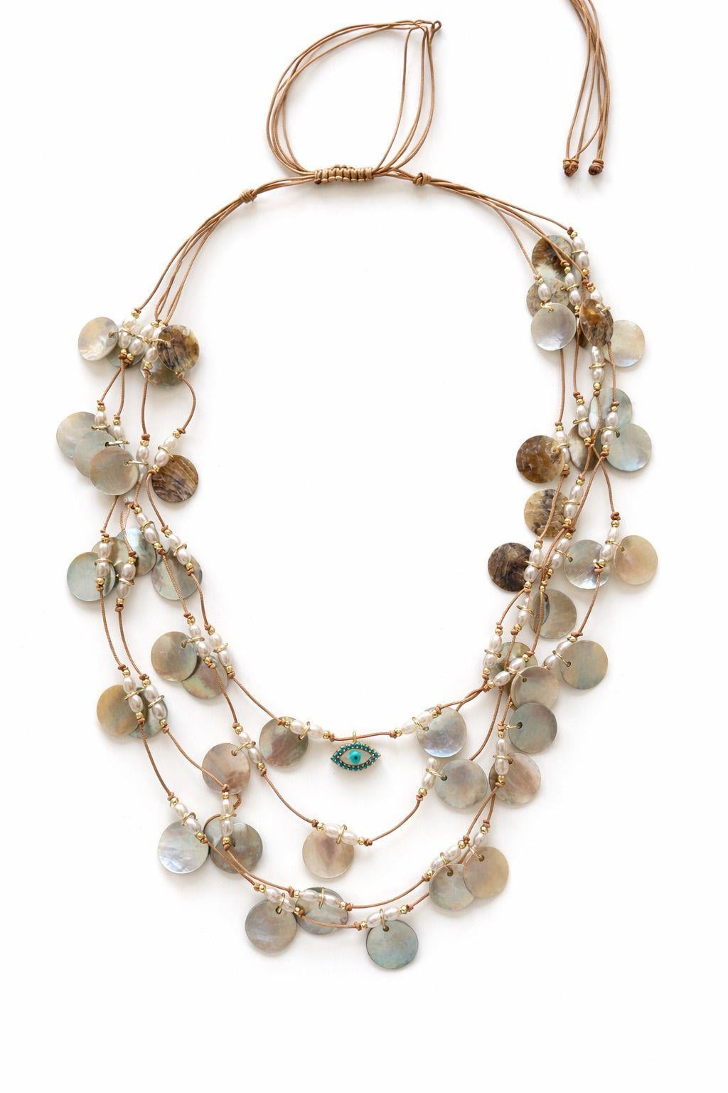 Sedefli Çoklu Asansörlü Kolye