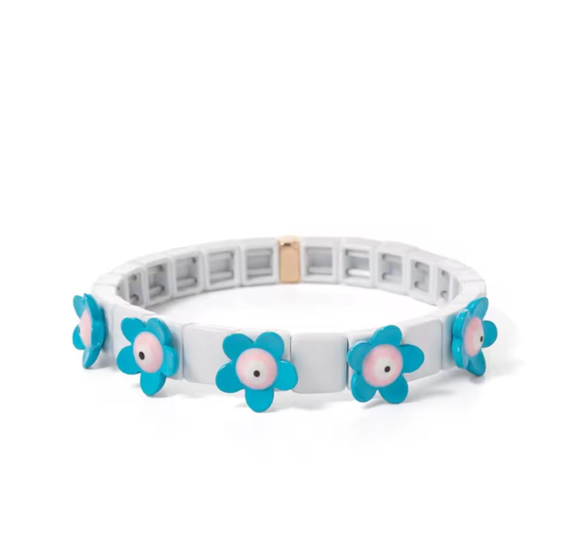 Seramik Çiçek Lastik Bileklik