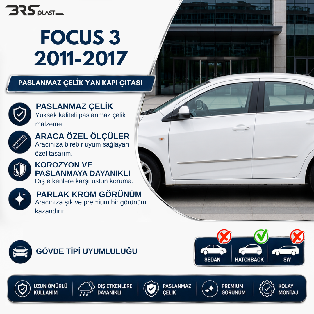 FORD FOCUS MK3 HB 2011-2017 YAN KAPI ÇITASI 4 PRÇ