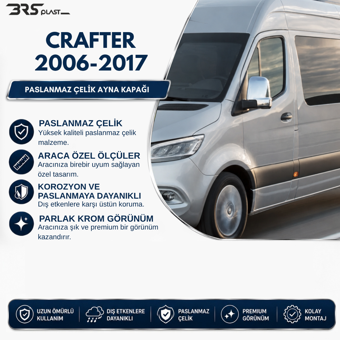 VW CRAFTER 2006- MIRROR COVER STAINLESS STEEL