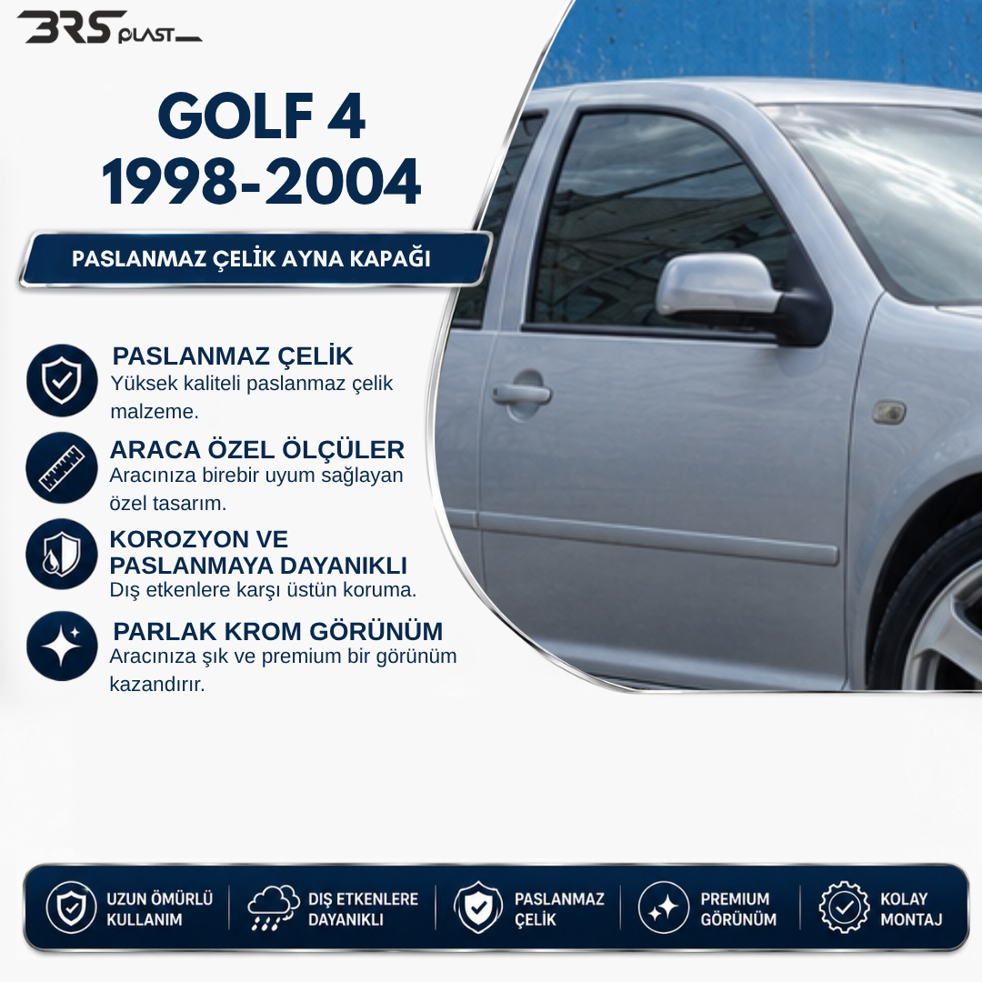 VW GOLF 4 1998-2004 MIRROR COVER STAINLESS STEEL